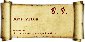 Bums Vitus névjegykártya
